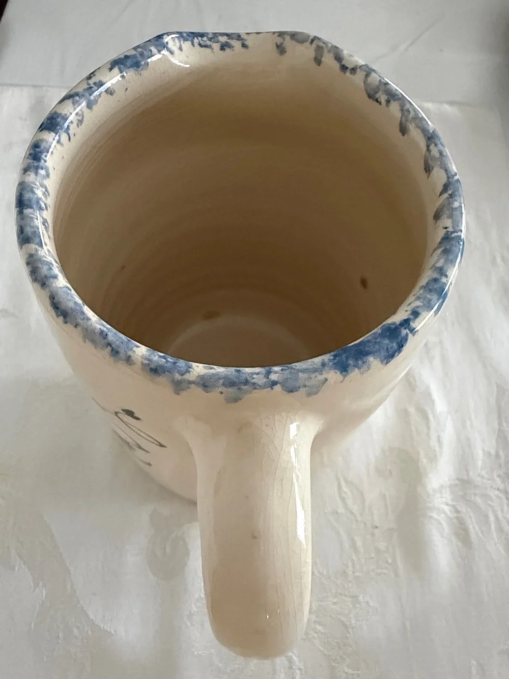 Cow Creek Pottery Pitcher, Hand-Made & Painted Bluebonnets, Vintage, 6.5” x 4.5” - Picture 5 of 10